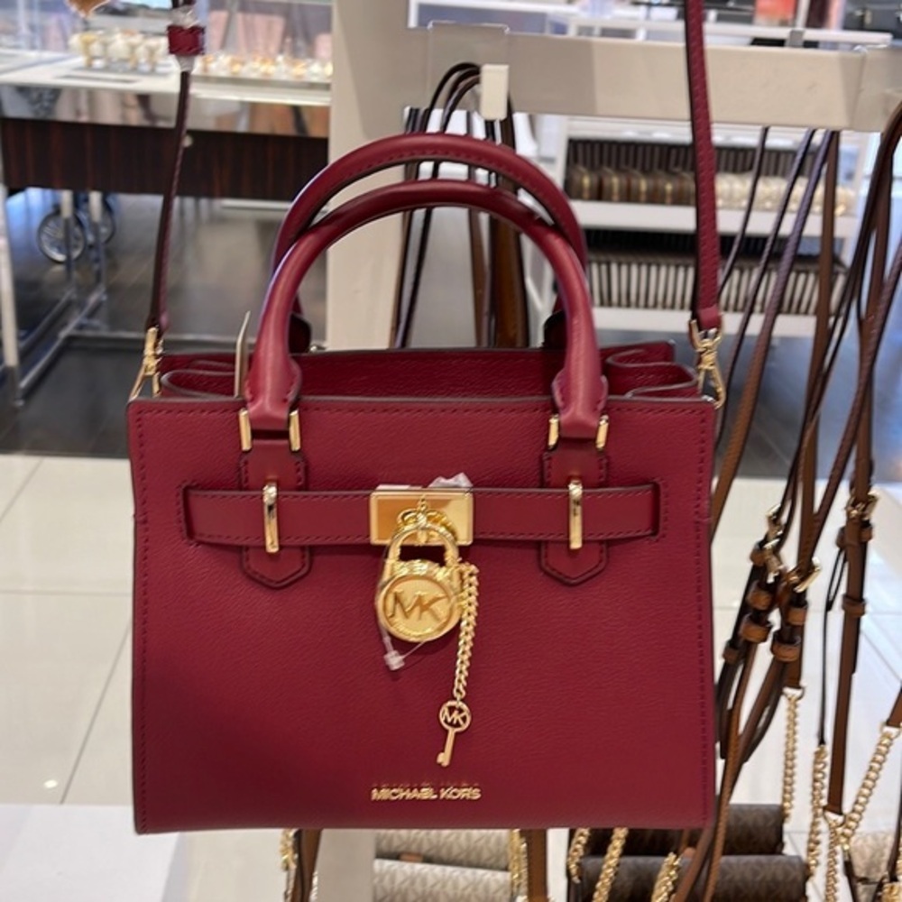 Michael Kors Hamilton Small Satchel Shoulder Crossbody Bag MULBERRY COLOR